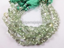Green Amethyst Faceted Coin Beads